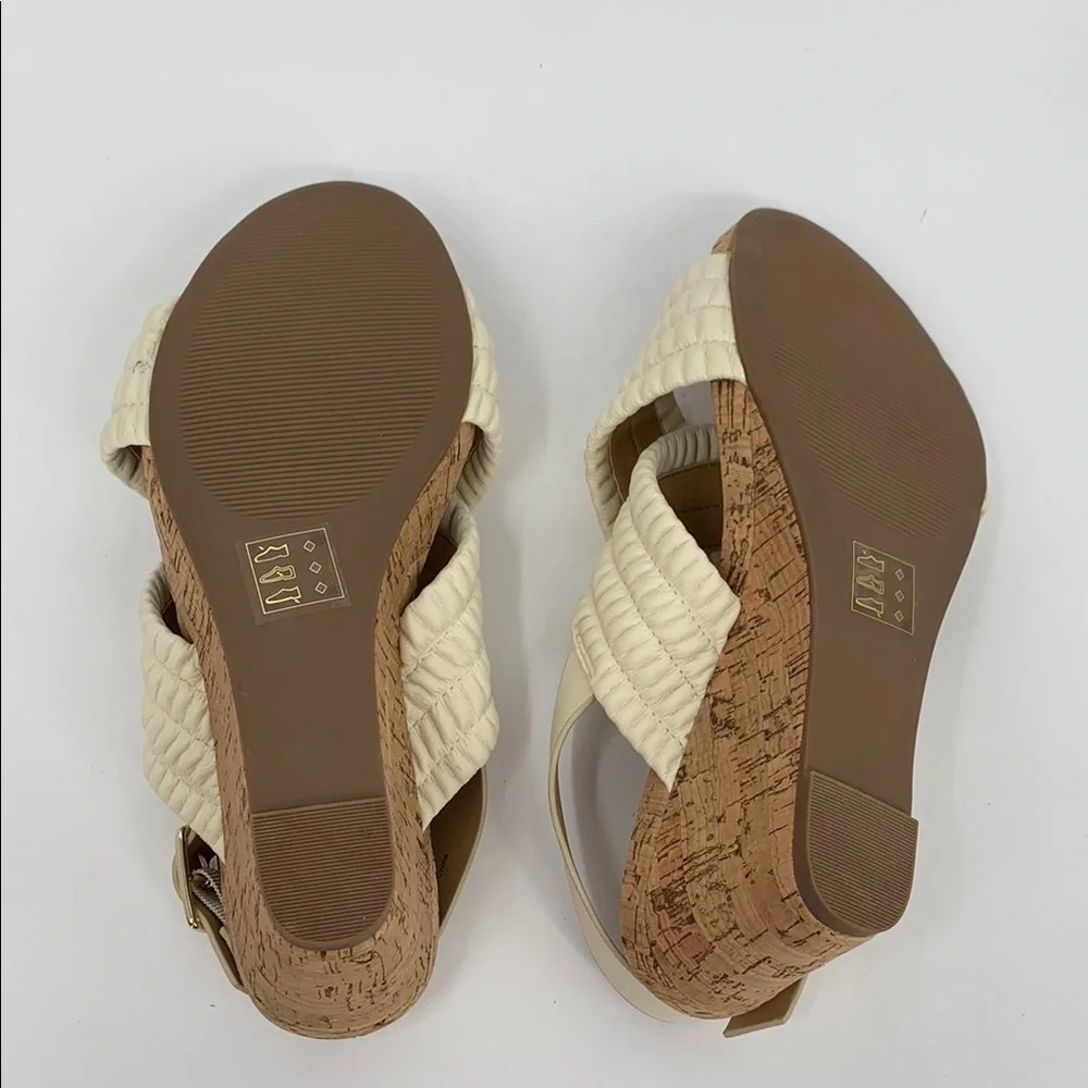 Market & Spruce Jayna cork wedge sandals cream criss cross strap shoe new 8.5